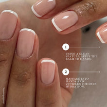 Load image into Gallery viewer, Close-up of hands with a balm application process on a neutral background