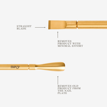 Load image into Gallery viewer, Gold and navy nail care tools with text on a white background