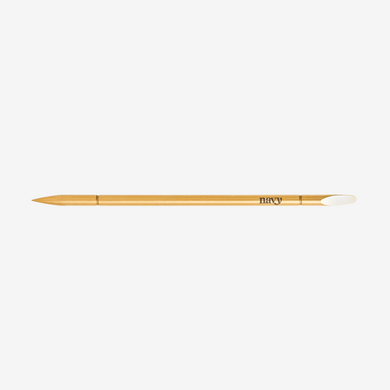 Navy makeup brush on a white background