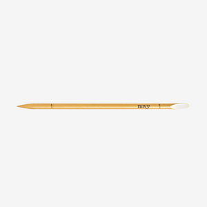 Navy makeup brush on a white background