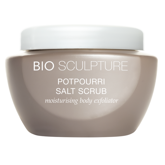 Potpourri Salt ScrubMoisturizing Body Exfoliator
An exfoliating Sea Salt scrub that leaves the skin silky smooth and scented
BIO SCULPTURE’s Potpourri Salt Scrub is an exfoliating sea s