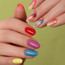Load image into Gallery viewer, Colorful nail art on a green background