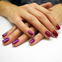 Load image into Gallery viewer, Gemini 14ml Nourishing Polish No. 2018 Passion Plum
DESCRIPTION
Pearlescent raspberry with purple undertones
Framboise perlé avec nuance mauve
Colour Catalogue Catalogue de Couleur

Please refer to your colour sticks