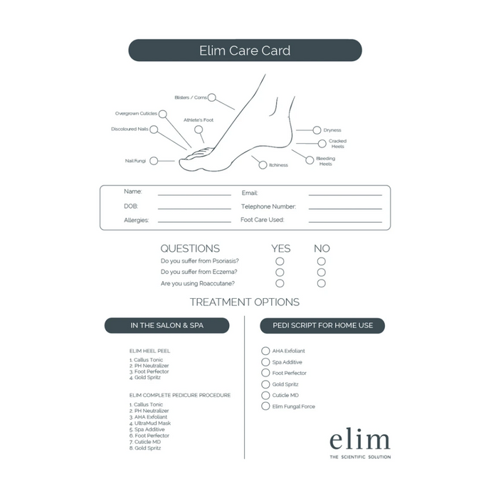 ELIM PEDI CARE CARD BOOK