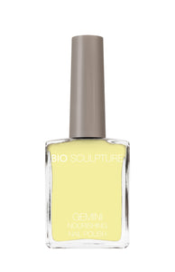 Gemini 14ml Nourishing Polish No. 156 Brigitte
DESCRIPTION
Soft pastel yellow
Jaune Pastel doux
Colour Catalogue Catalogue de Couleur

Please refer to your colour sticks for the closest reflection of colour. 
 S